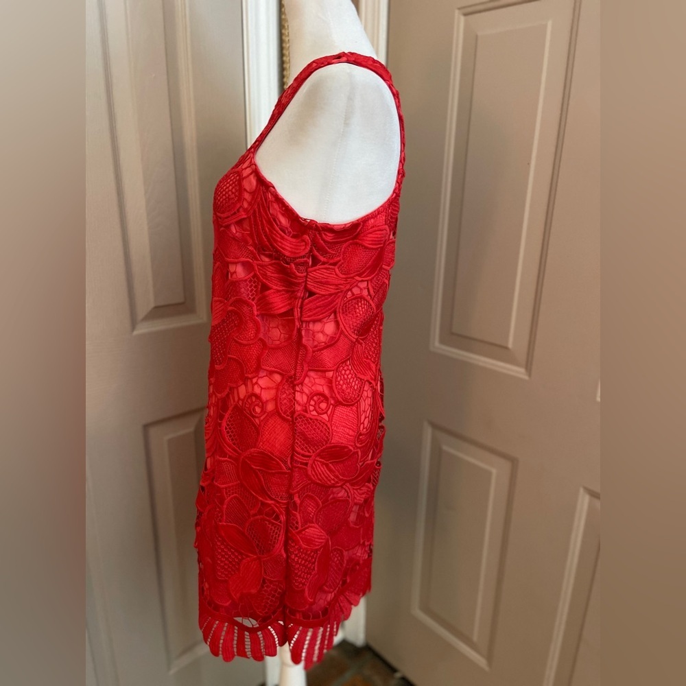 Lovers + Friends red lace sleeveless back zip scoop neck mini dress Size S. - Picture 4 of 10
